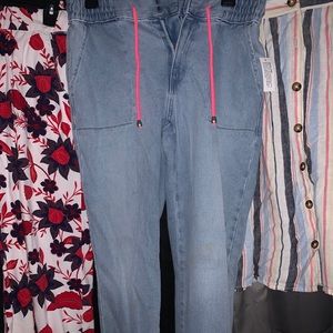 Drawstring jean joggers